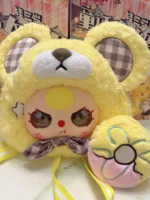 Baby three Xiong Bao Sweet Donut Backpack Yellow Big Head Bag Hanging Card